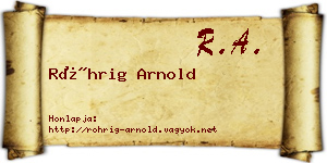 Röhrig Arnold névjegykártya